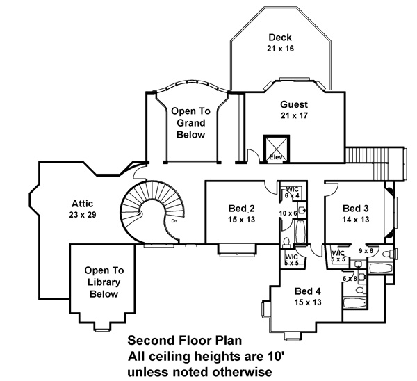 2nd Floor Plan image of Smoke Rise House Plan